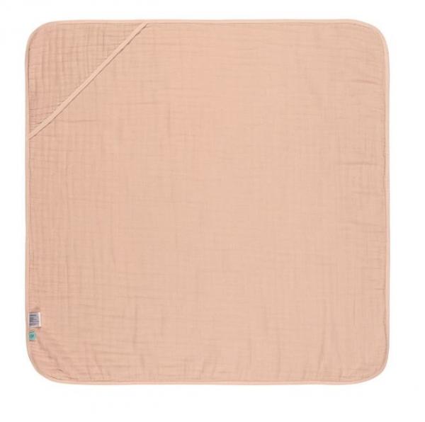 Kinder Kapuzenhandtuch aus Mull - Muslin, light pink